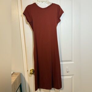 ATHLETA Long Midi Tshirt Dress with Back Cutout and Tie